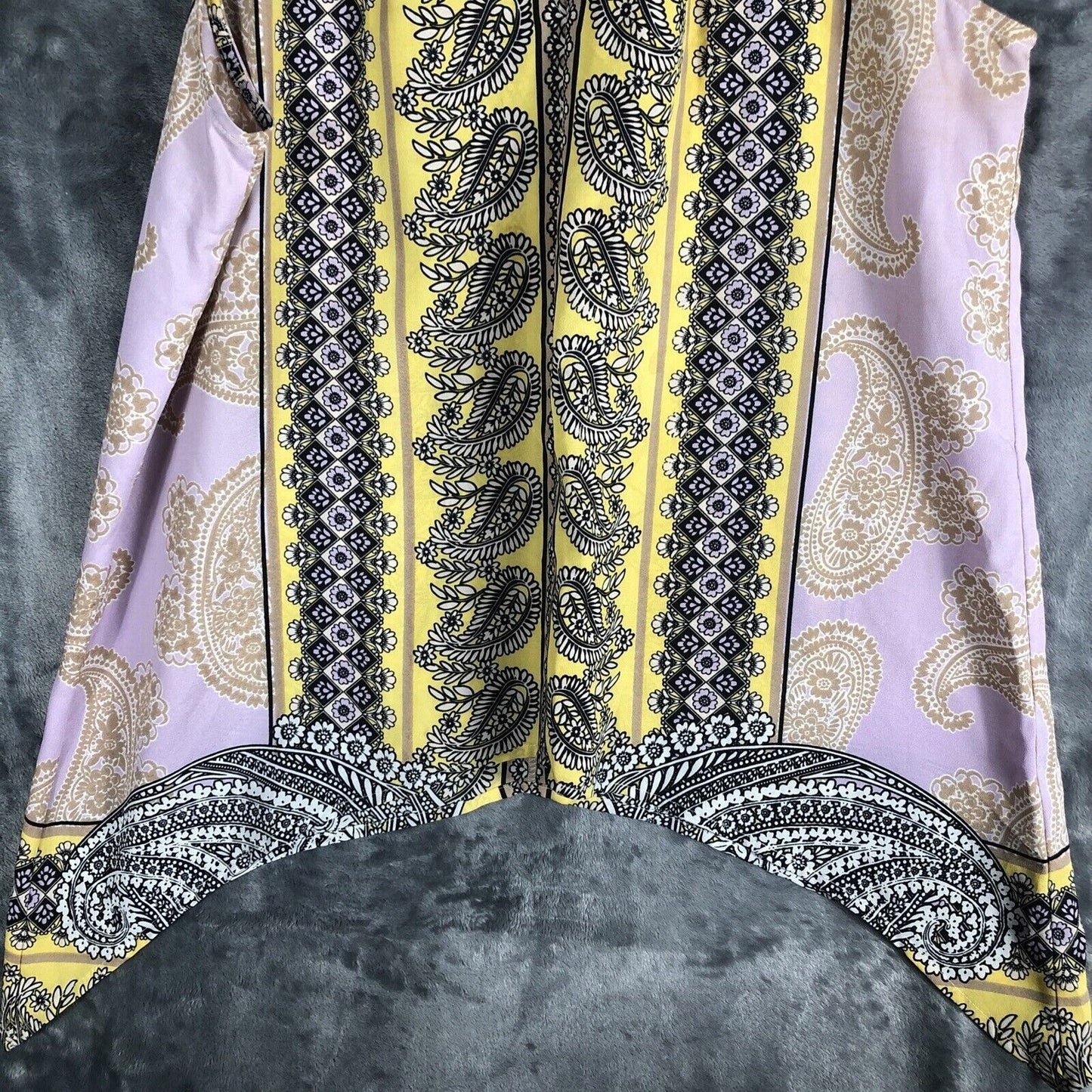 New York & Company Womens Paisley Print Sleeveless Halter Top Yellow/Black