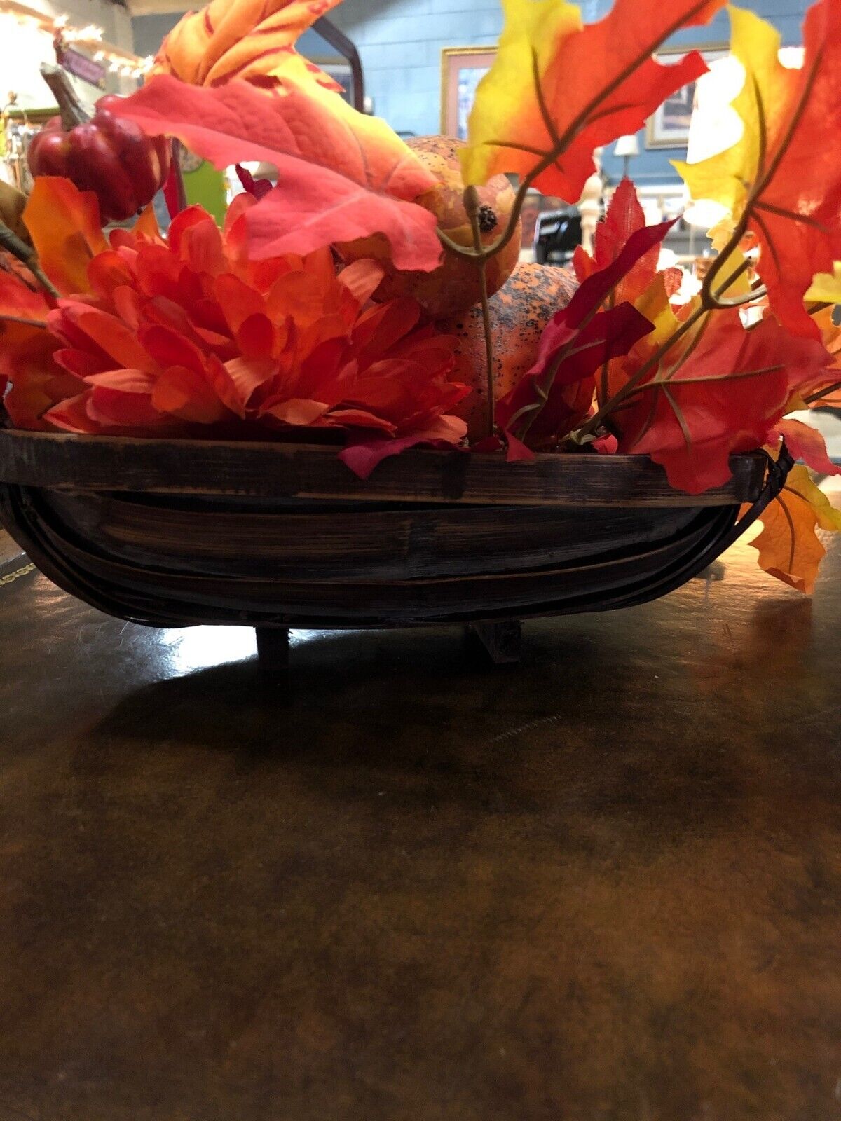 Artificial Fall Thanksgiving Centerpiece With Pumpkins & Leaves