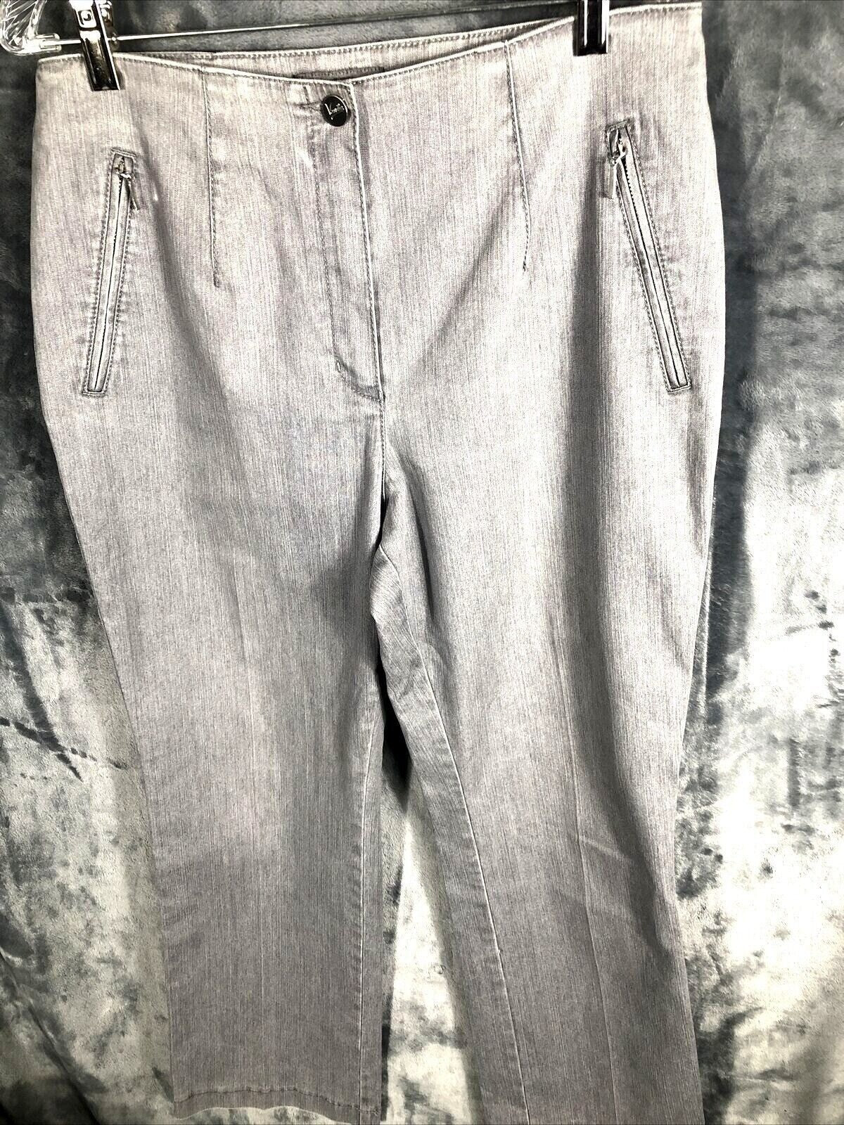 Jacky Vanilia Becky Woman's Gray Denim Trouser Pants Size 14 With Zip