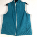 Merona Reversible Puffer Vest Womens Cream Teal Size Large Full Zip Pockets