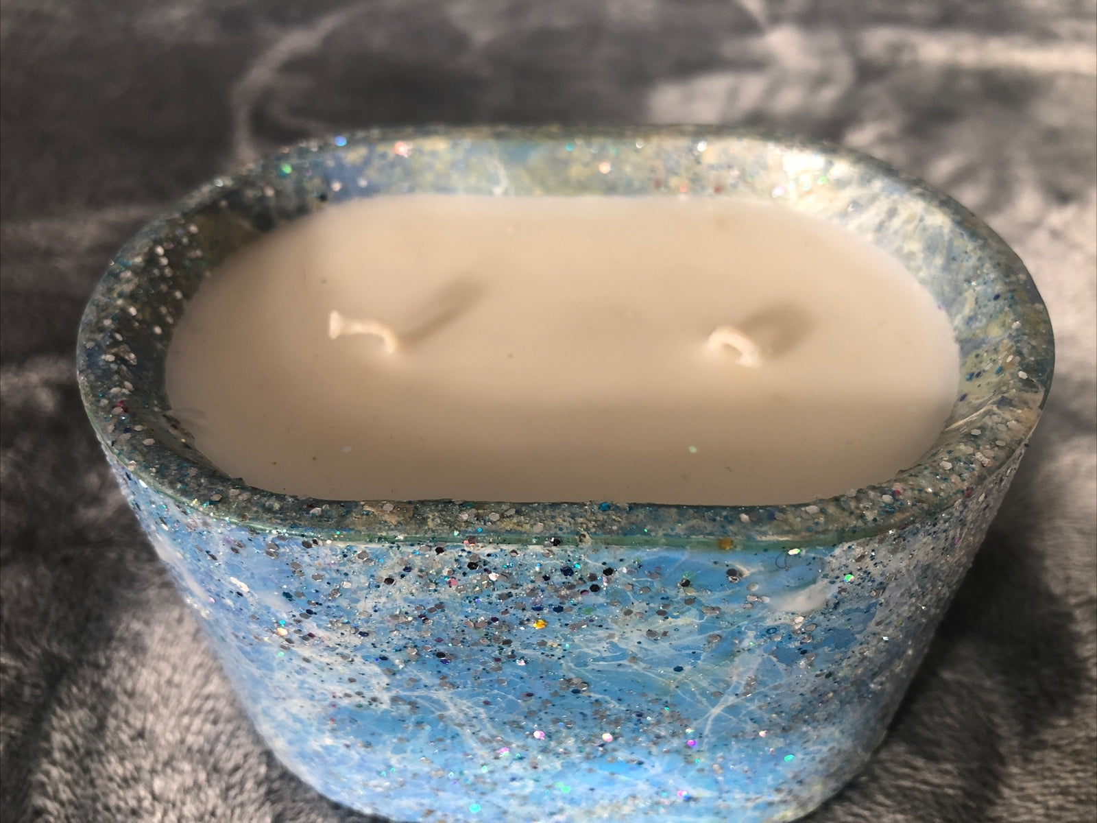 Coconut Soy Blend Candle Hand Poured Handmade Concrete Vessel Flannel Scent