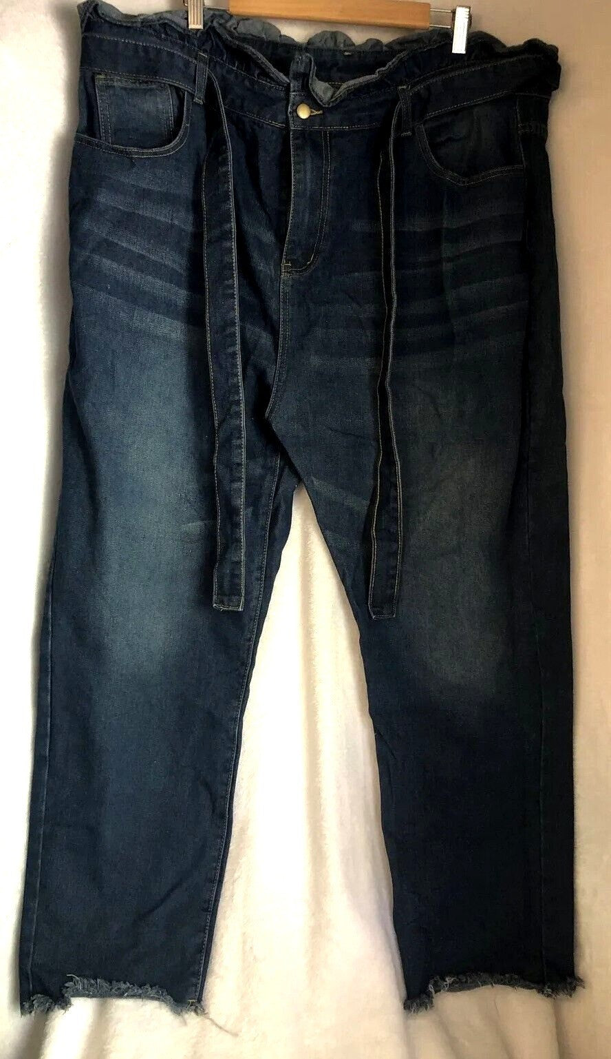 SHEIN Plus Size Denim Jeans S–5XL Belted Paper Bag Waist High Rise Casual Fit