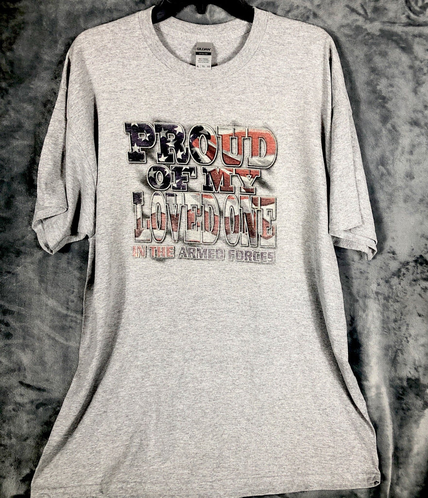 Glidan Men's T-Shirt Proud Of My Loved Ones In The Armed Forces Size Extra Large