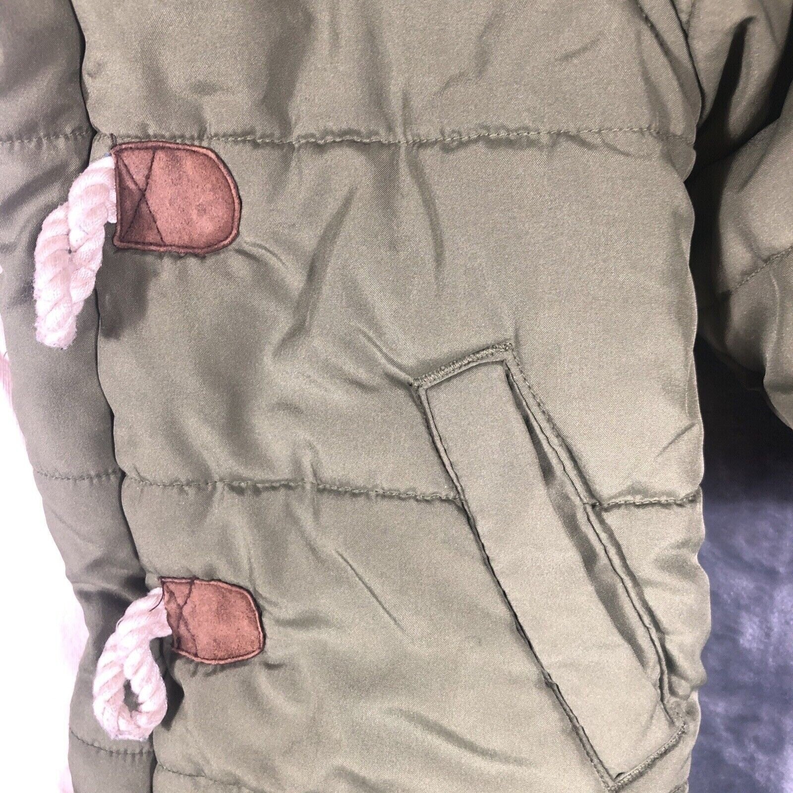 Toddler Green Duffle Coat With Toggle Closures & Hood