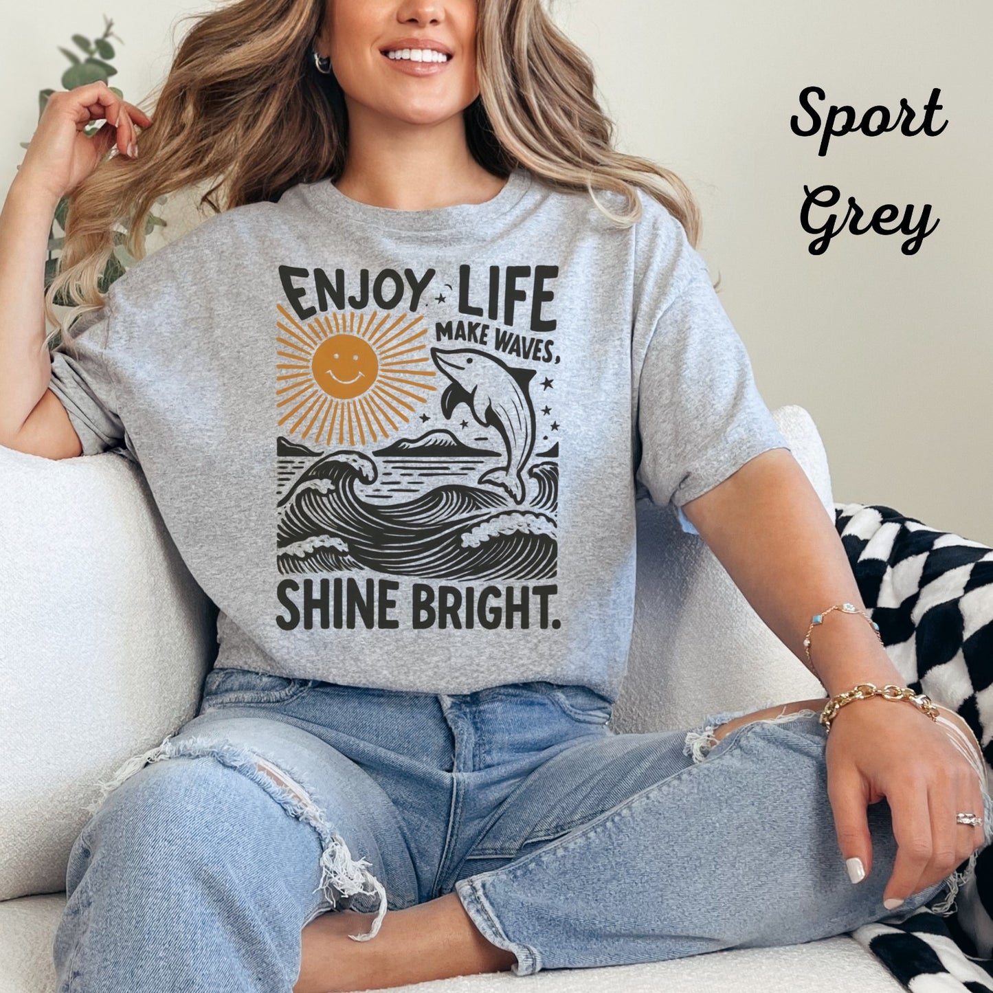 Womans T Shirt Enjoy Life Shine Bright Summer Shirt Inspirational Top