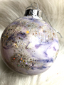 Hand-Painted Glittery Purple & Gold Marbled Christmas Ornament