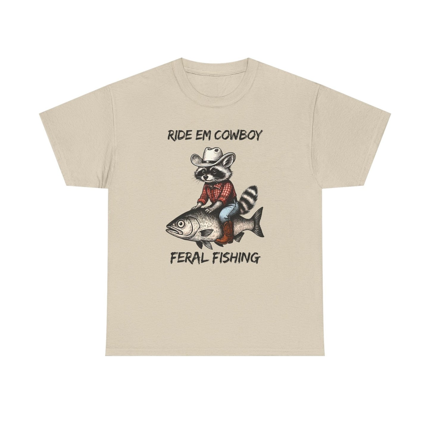 Cowboy Raccoon Riding Fish Tee | Funny Country Animal Shirt | Western Humor
