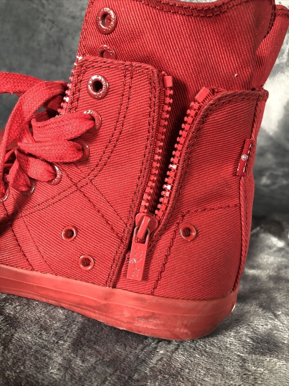 Levis Red High-Top Sneakers With Laces & Zippers Size 9