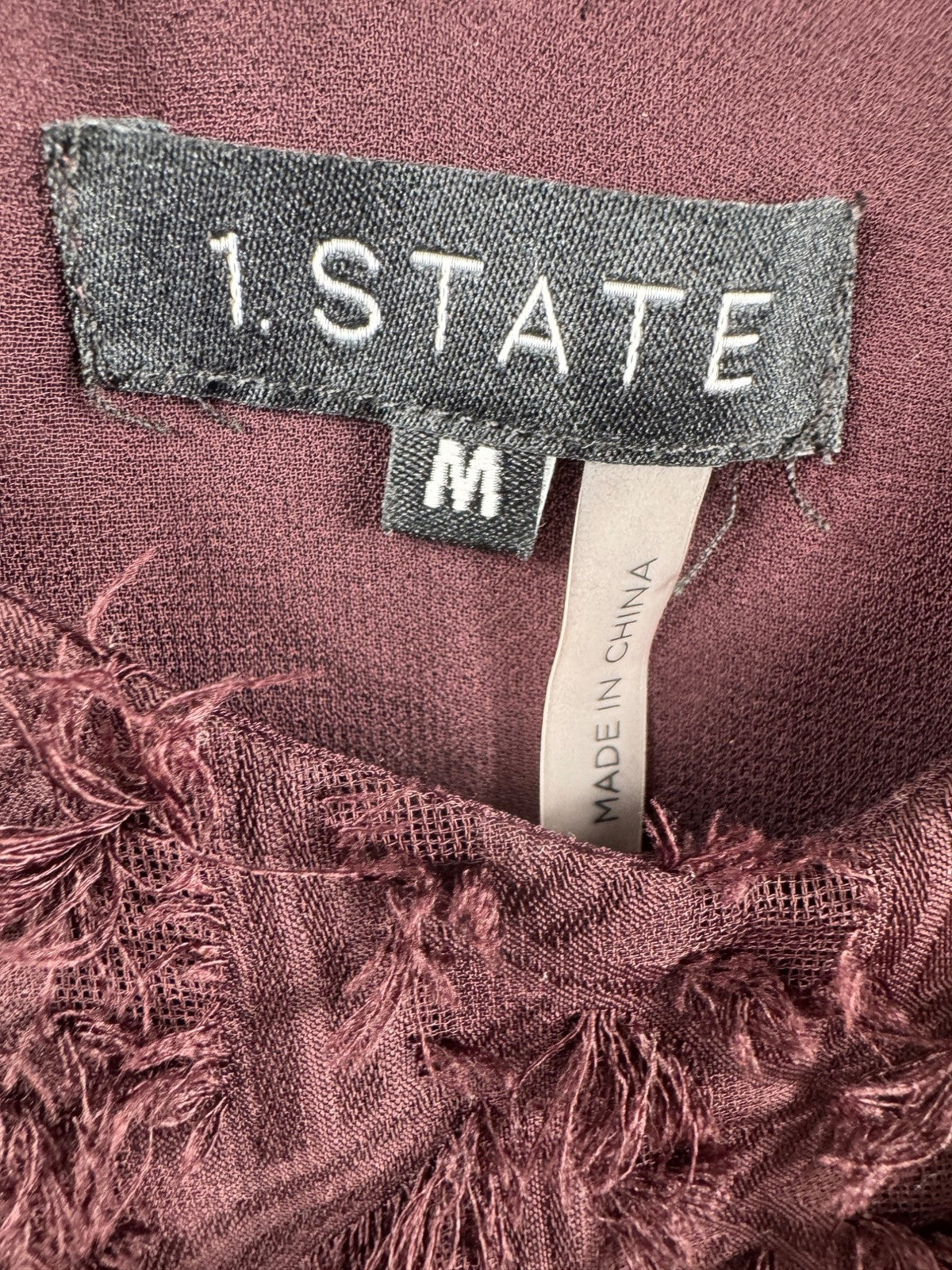 1.State Burgundy Textured Sleeveless V-Neck Tank Top Womens M