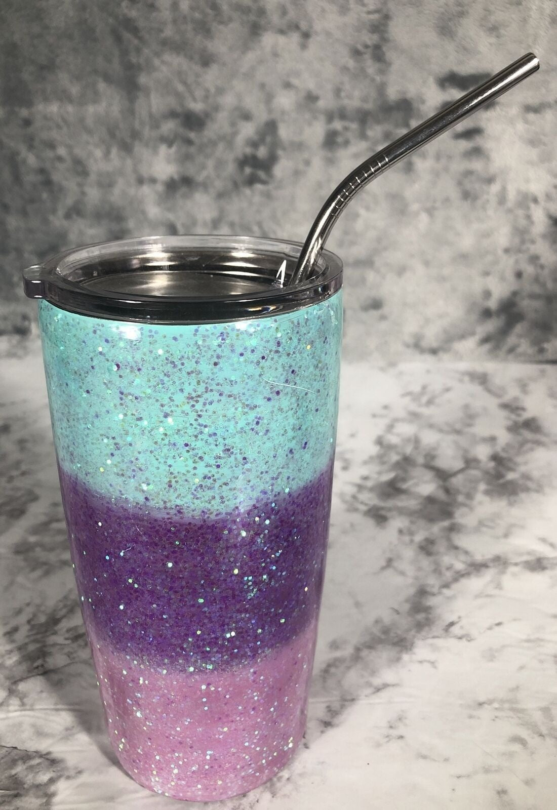 Stainless Steel Alcohol Ink Tumbler 20 oz Lid And Straw