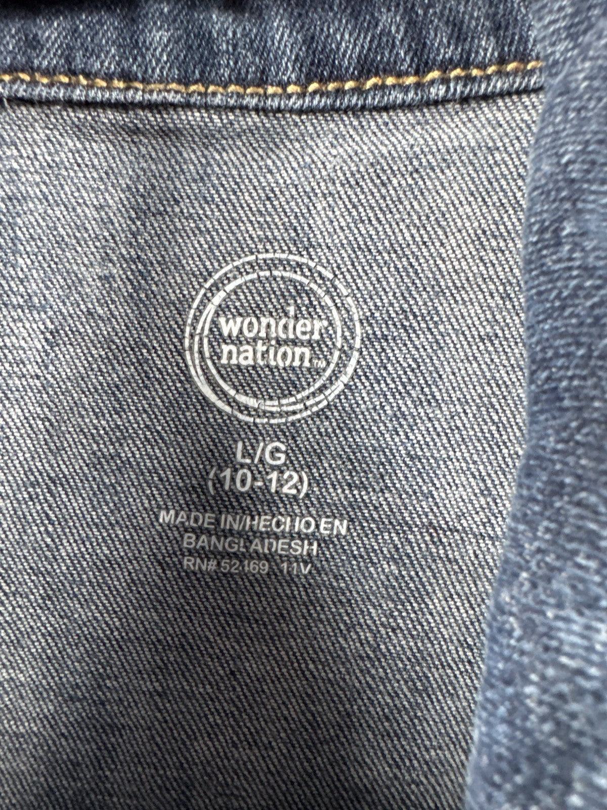 Wonder Nation Kids Denim Jacket L/G 10-12 Distressed Look Blue