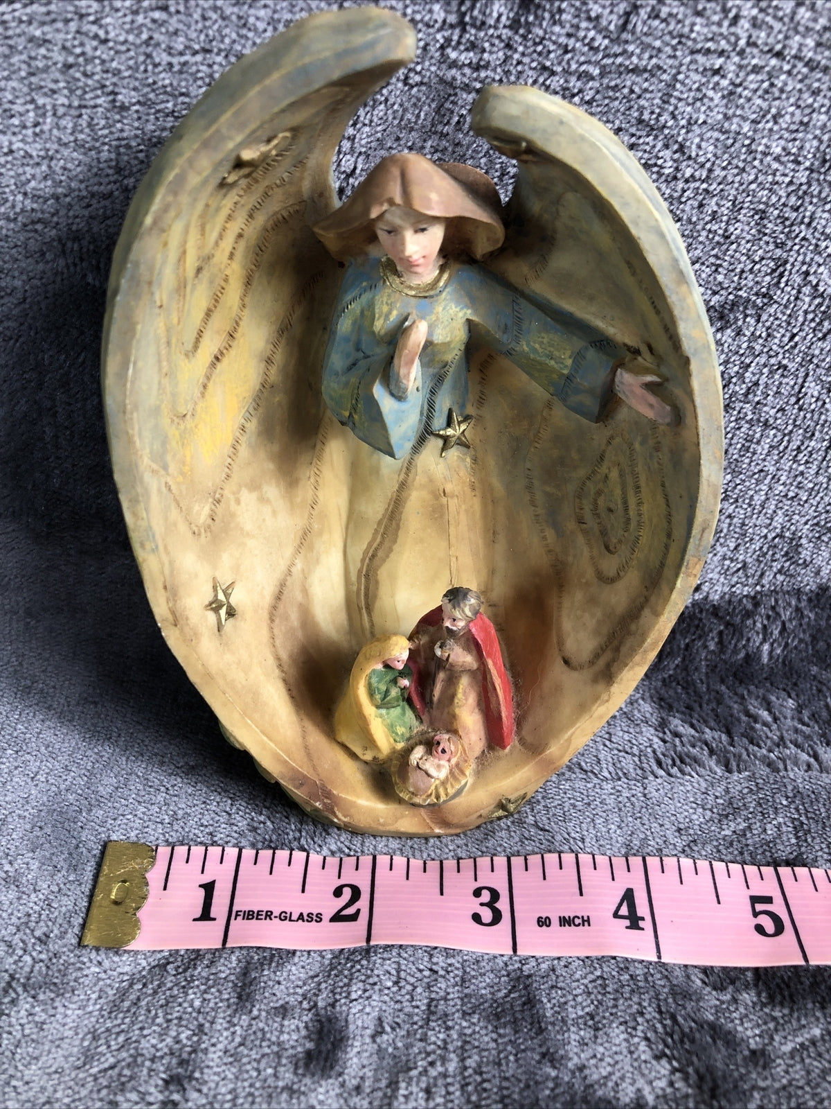 Holy Family Nativity Scene Angel Wings Resin