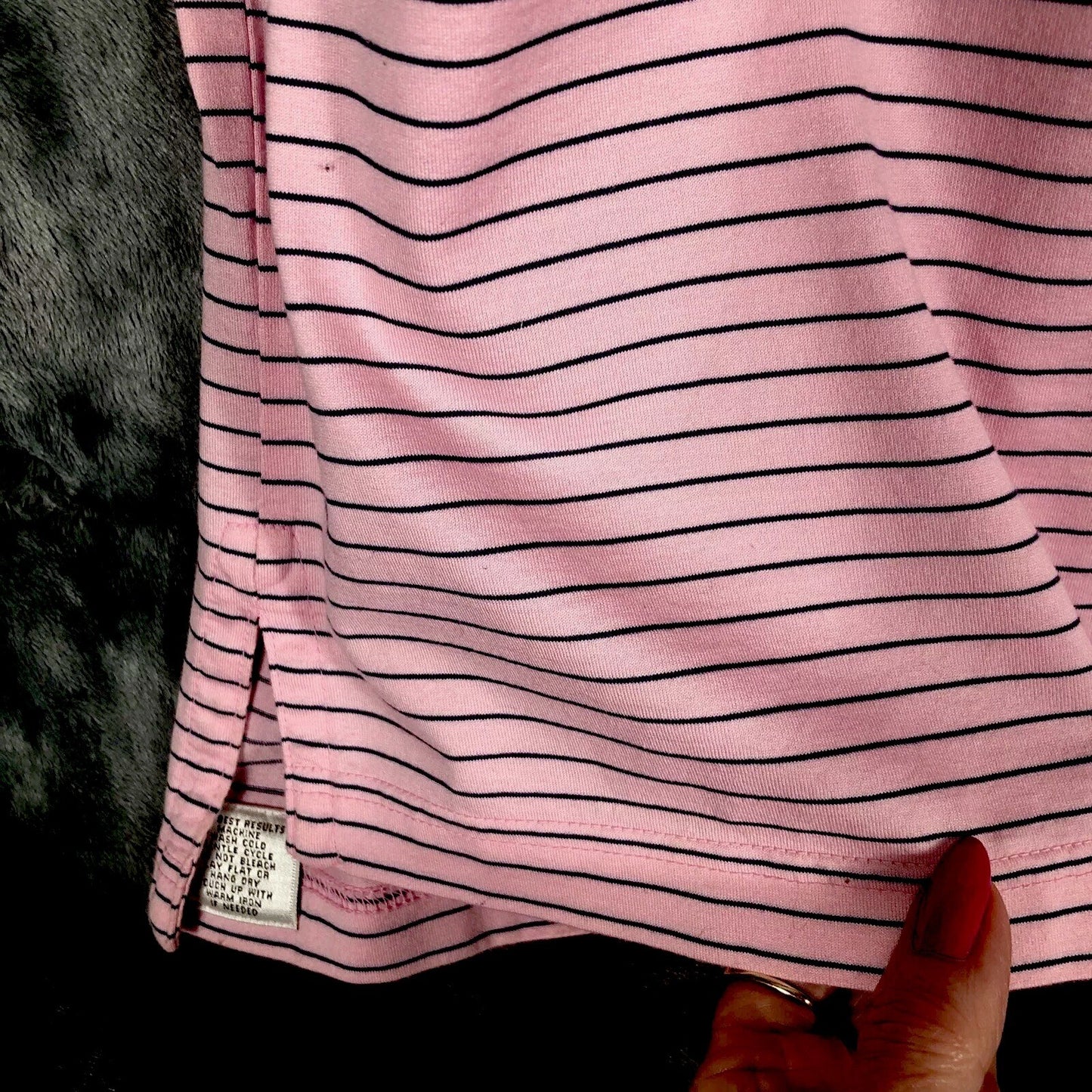 Peter Millar Men's Polo Golf Shirt Pink Stripped Extra-Large River Hills Logo