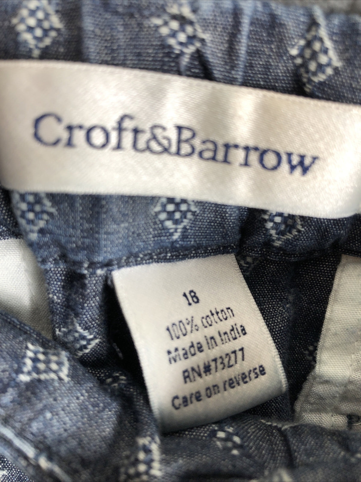 Croft & Barrow Womens Size 18 Blue Patterned Cotton Shorts