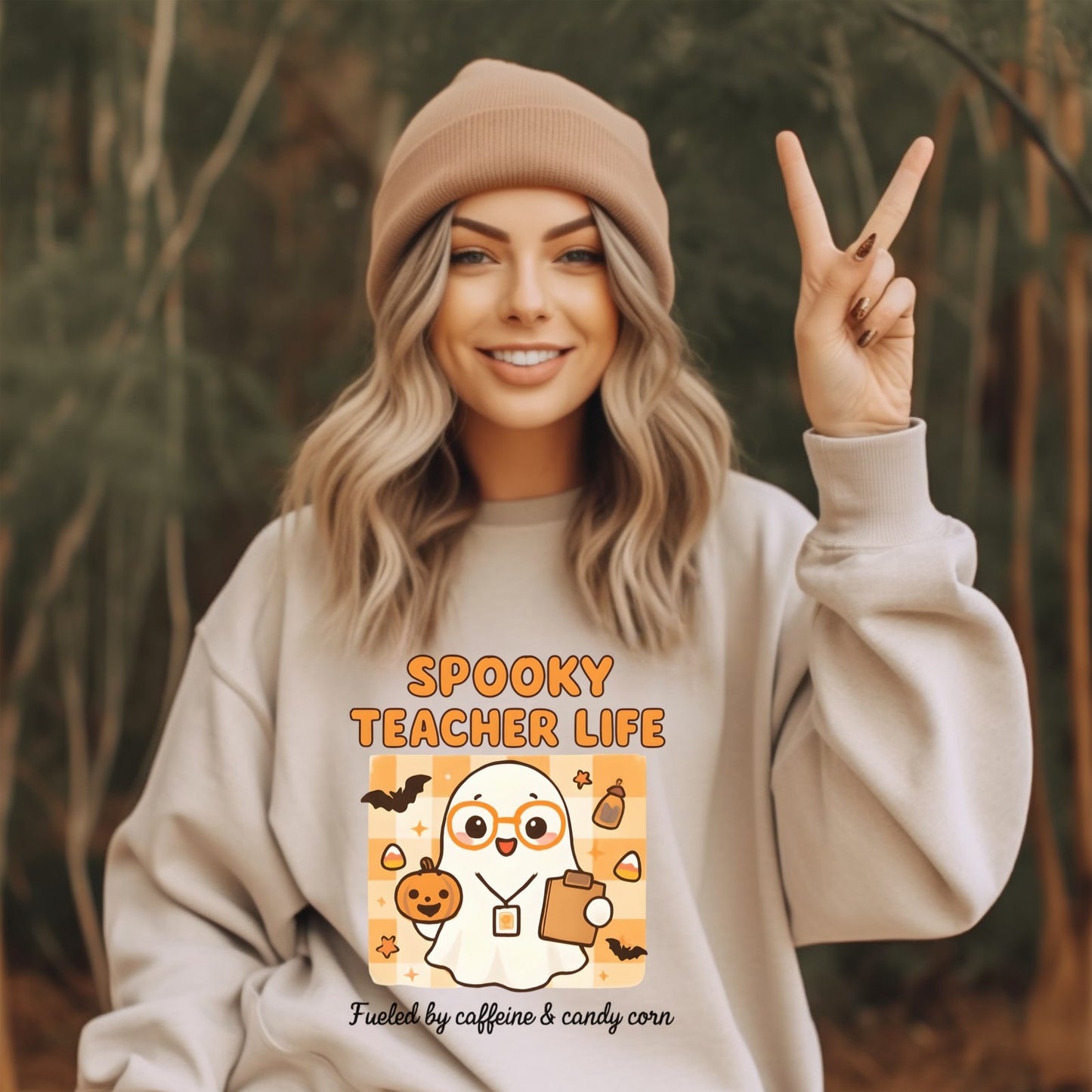 Womans Spooky Teacher Sweatshirt Halloween Teacher Shirt Ghost Cute Teacher Gift