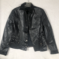 Biker Woman’s Leather Jacket Black Casual Fitted Trendy Stylish