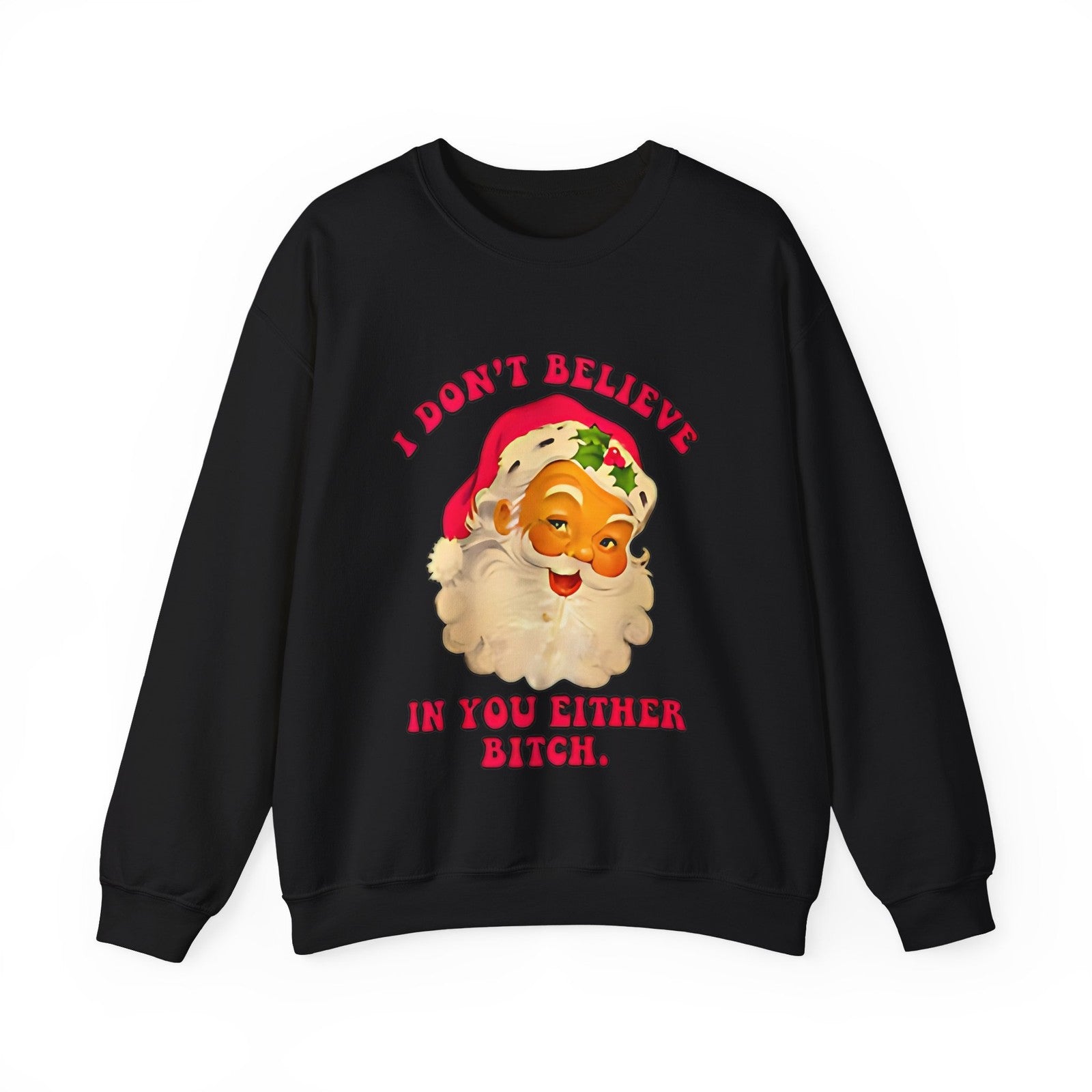 Womans Funny Christmas Sweatshirt Sarcastic Santa Top Festive Naughty Pullover 