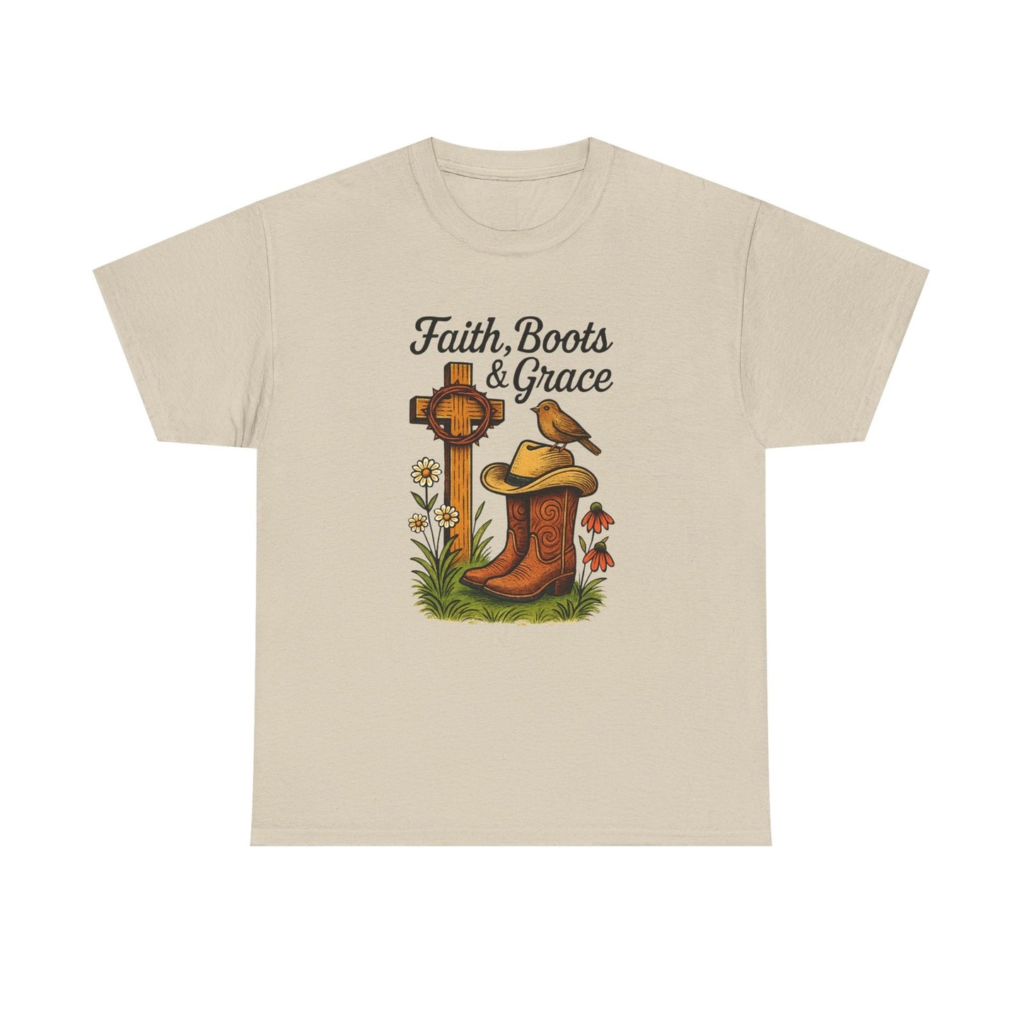 Womans T Shirt Christian Western Faith Boots and Grace Shirt Cowgirl Country Top