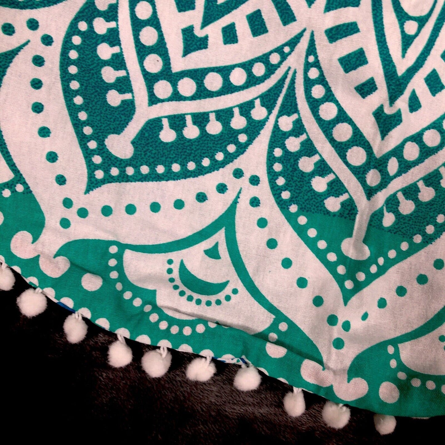 Madhu Tapestry Turquoise Blue/Green Ombre Hippie Mandala 32” Round Cushion Cover