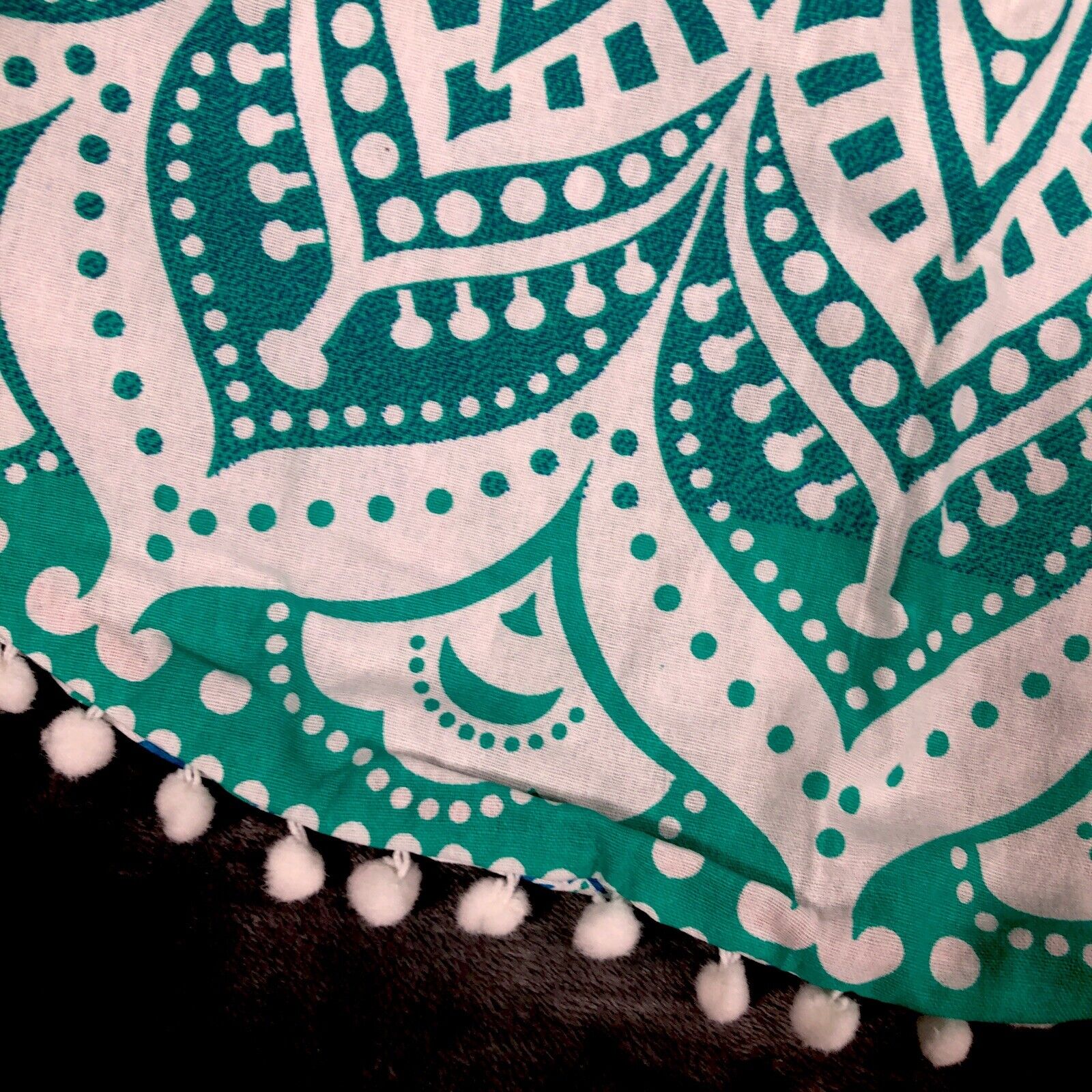 Madhu Tapestry Turquoise Blue/Green Ombre Hippie Mandala 32” Round Cushion Cover