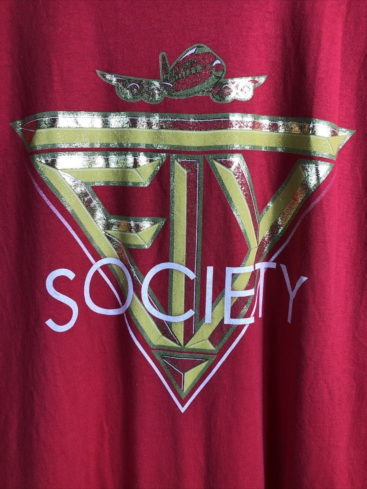 Mens Fly Shirt Society Gold Graphic Red Size L