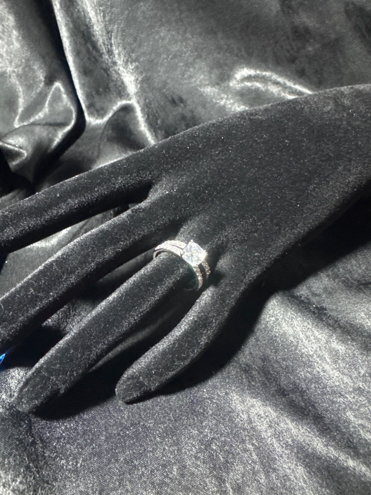 Wedding Ring Set For Women Size 11 With Square-Cut Stone & Sparkling Band