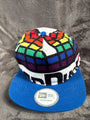 New Era Adjustable Hat With Rainbow Grid & Blue Brim