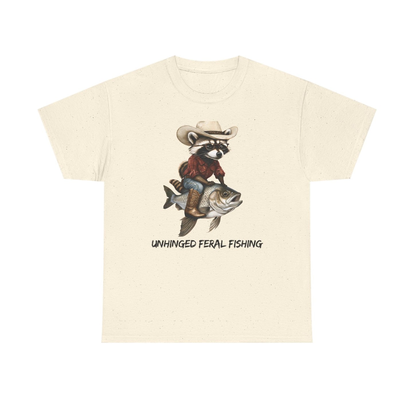 Womans T Shirt Feral Fishing Cowboy Raccoon Riding Tee Funny Western Humor Top