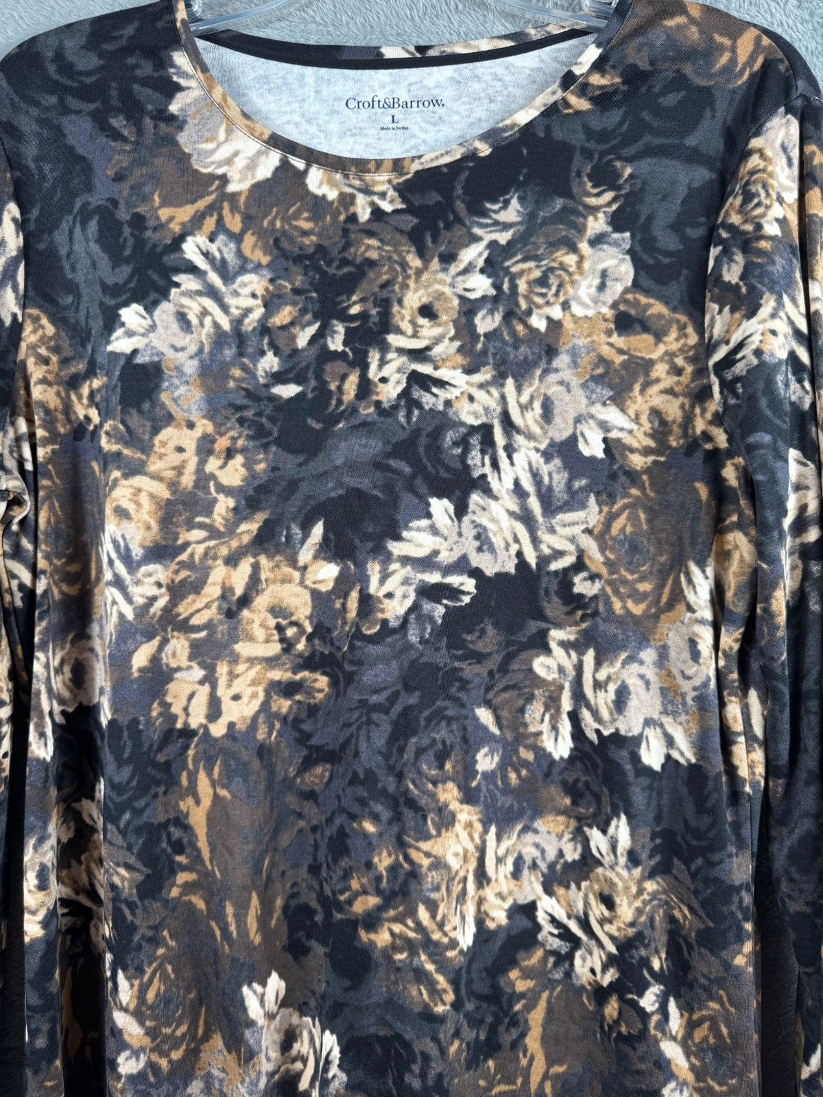 Croft & Barrow Womens Blouse Floral Print Long Sleeve Top L