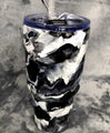 32 Oz Stainless Steel Tumbler Custom Made One Of A Kind Handmade Black/White