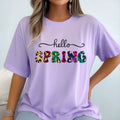 Womans T Shirt Summer Shirt Hello Spring T-Shirt Pastel Colors Top