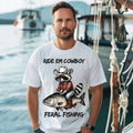 Cowboy Raccoon Riding Fish Tee | Funny Country Animal Shirt | Western Humor