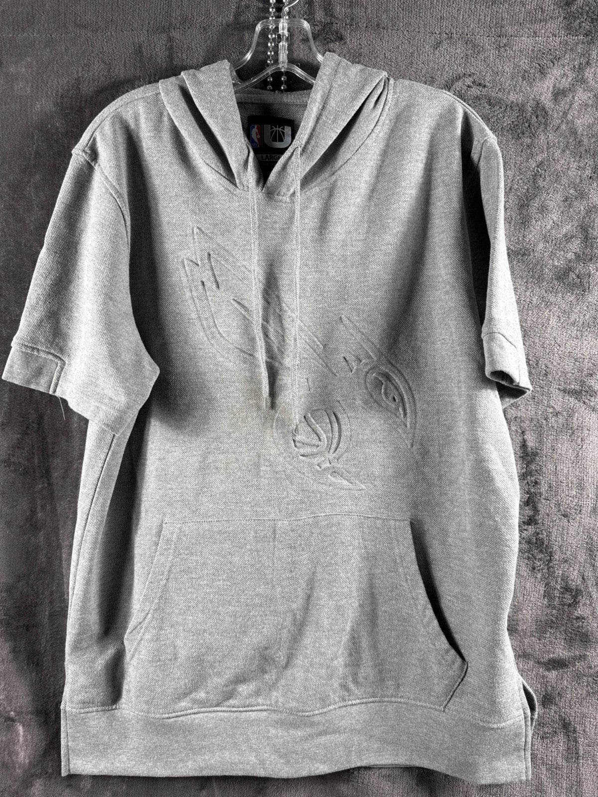 NBA Men's Gray Hoodie Sweatshirt Large - Embossed Logo