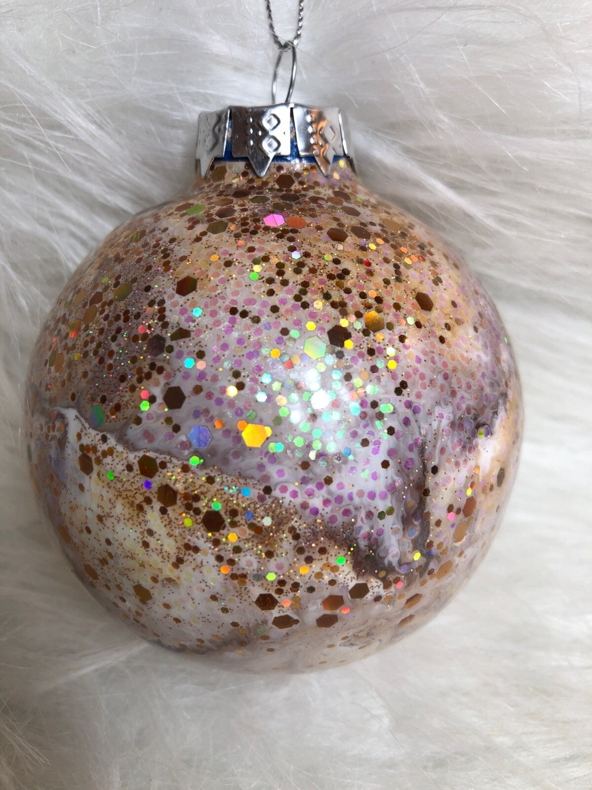 Handmade Glitter Swirl Glass Christmas Ornament