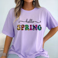 Womans Summer Shirt Hello Spring T-Shirt Pastel Colors Casual Oversized Fit Top