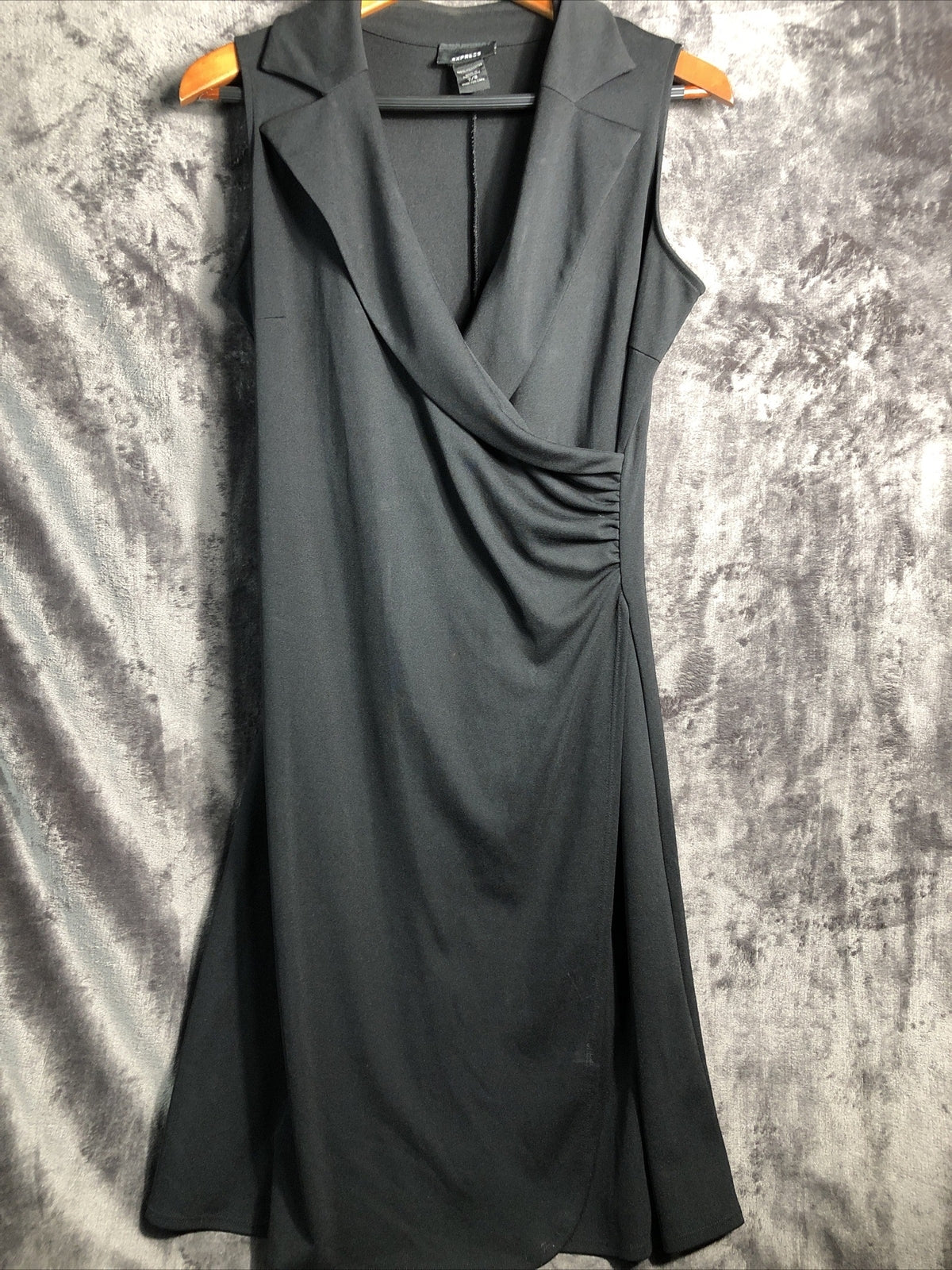 Express Women’s Dress  Black V Neck 7/8