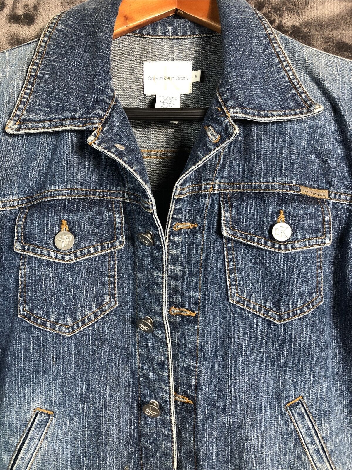 Calvin Klein Jean Jacket Denim Size M Women’s Pockets