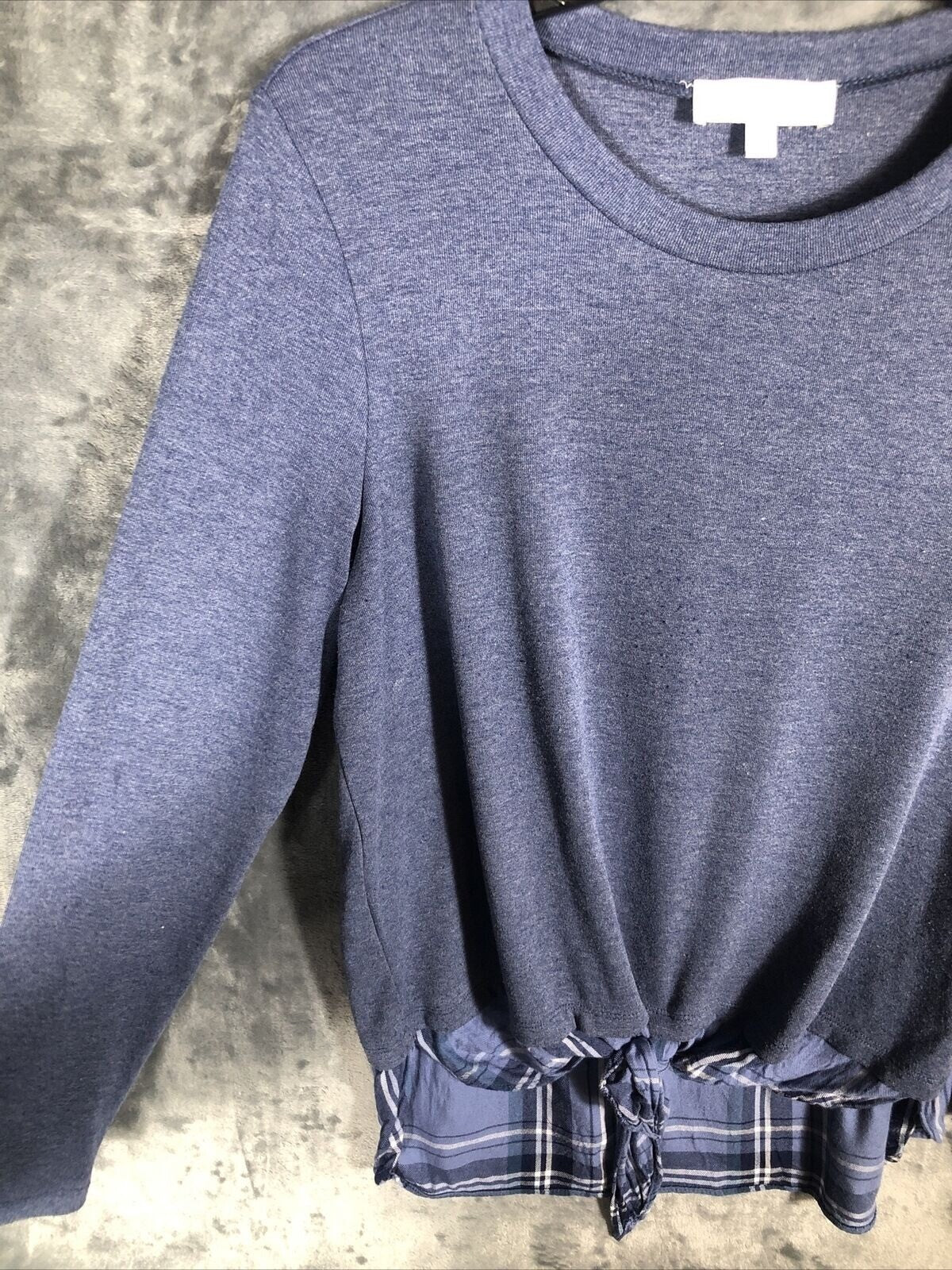 New Directions Women’s Shirt Blue Blouse Long Sleeve With Knot Size Small