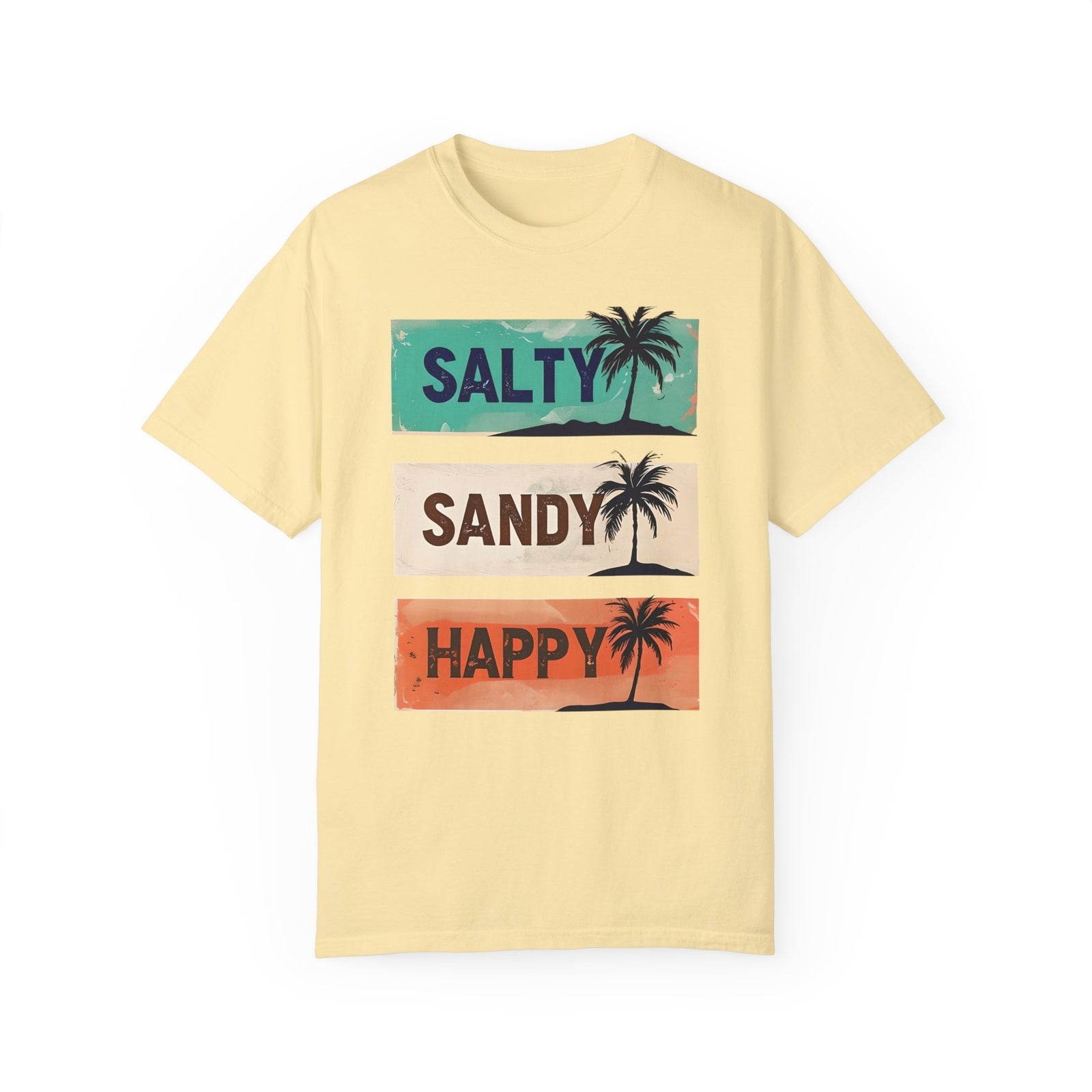 Womans Summer T Shirt Salty Sandy Happy Palm Tree Shirt Beachwear S-2XL