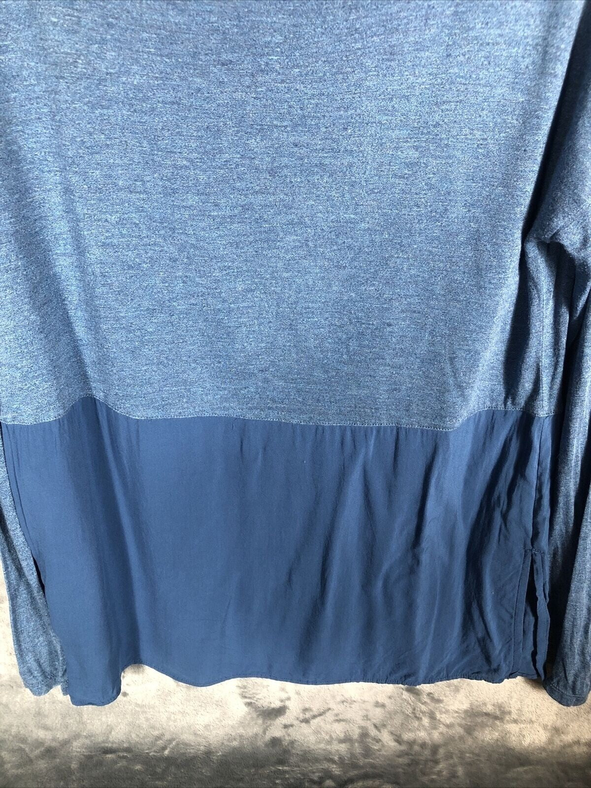 Lou & Grey Womens Blue Long Sleeve Two-Tone Top Medium
