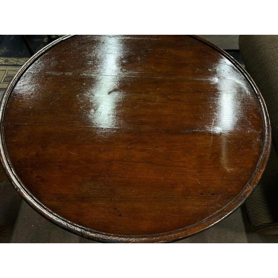 Antique French ROUND Side End Table Barley Twist Carved Renaissance 19th