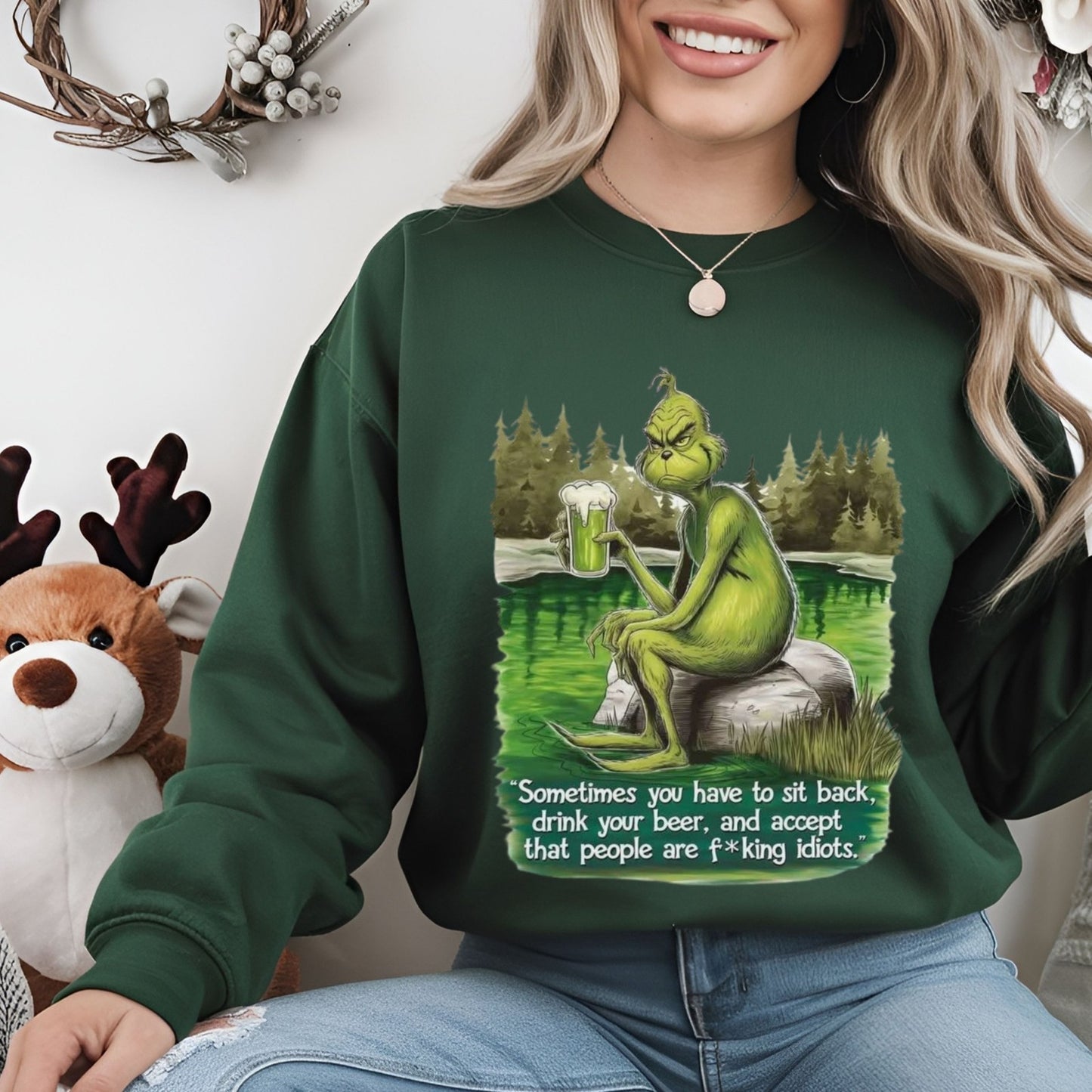 Womans Funny Sweatshirt Sassy Beer Lover's Sit Back & Sip Gift Humorous Top