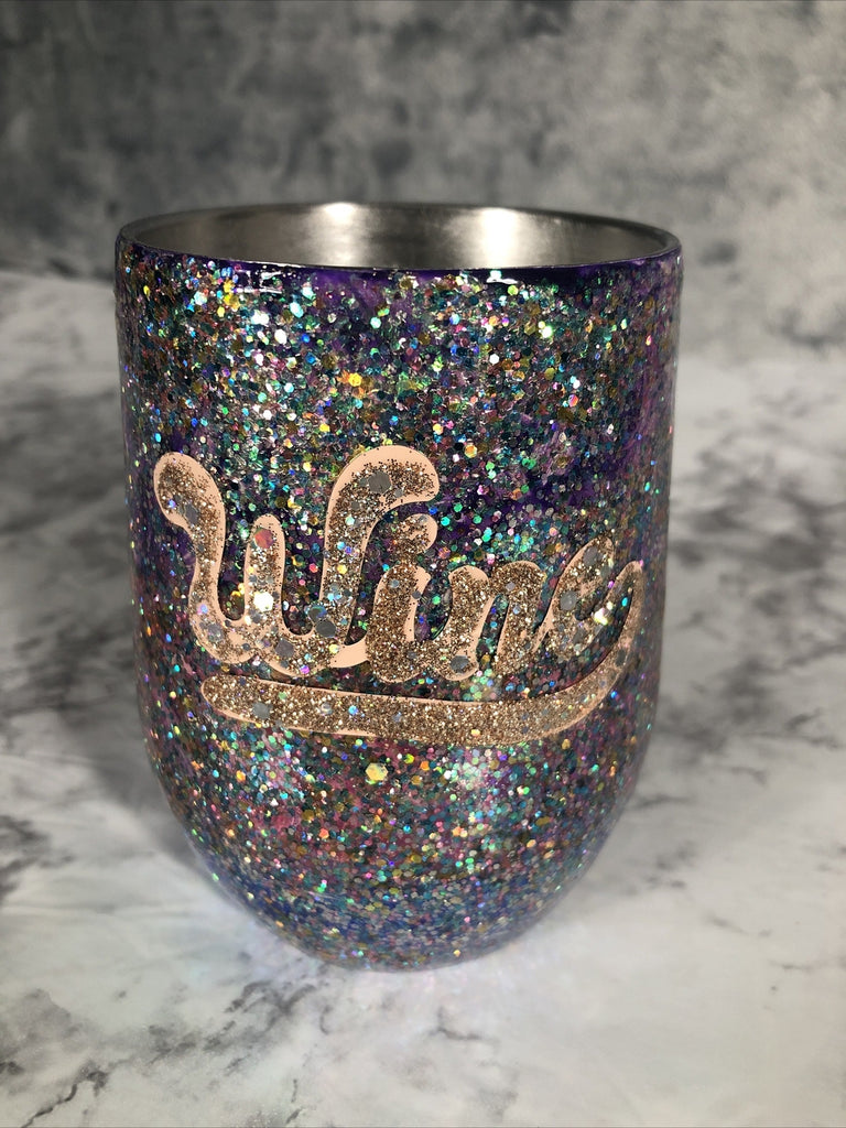 Wine Glass Handmade Stainless Steel Tumblr Custom Glitter With Design