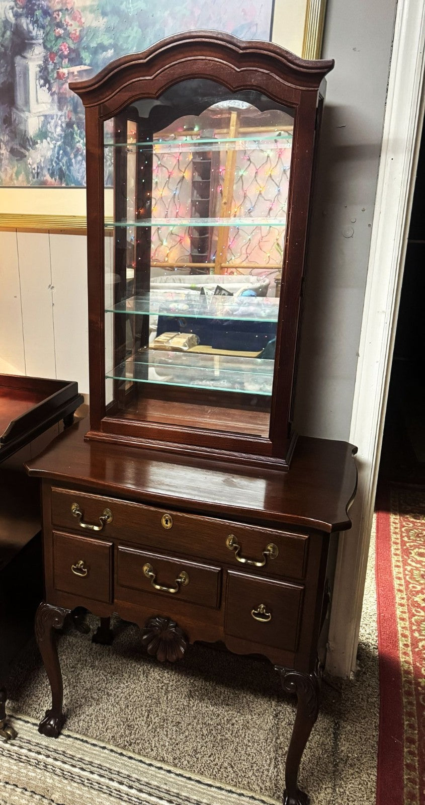 CHIPPENDALE ANTIQUE MAHOGANY BLOCK- FRONT LOWBOY BALL & CLAW EXCELLENT QUALITY