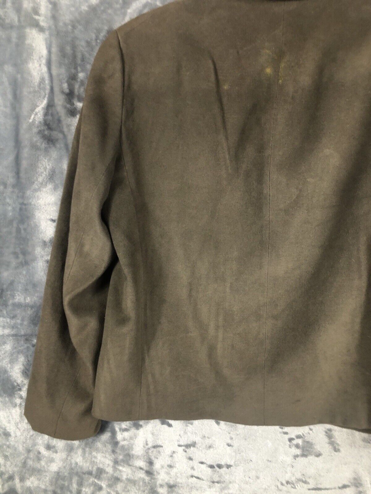 Anne Klein Women’s Jacket Neiman Marcus Suede Olive Green Moto Large Snap Front