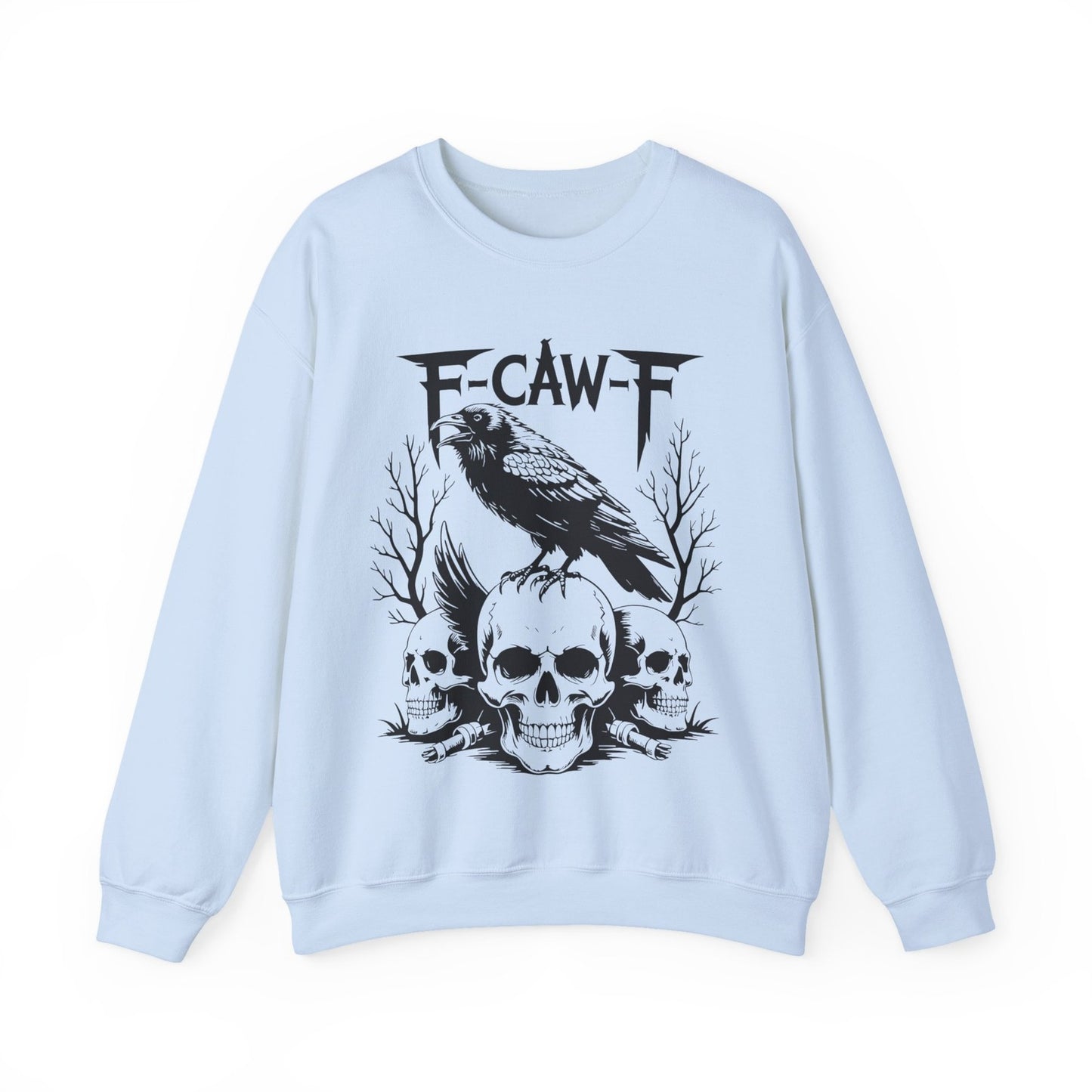 F-CAW-F Raven Skull Sweatshirt Gothic Crow Skull Tee Metal Style Halloween Gift