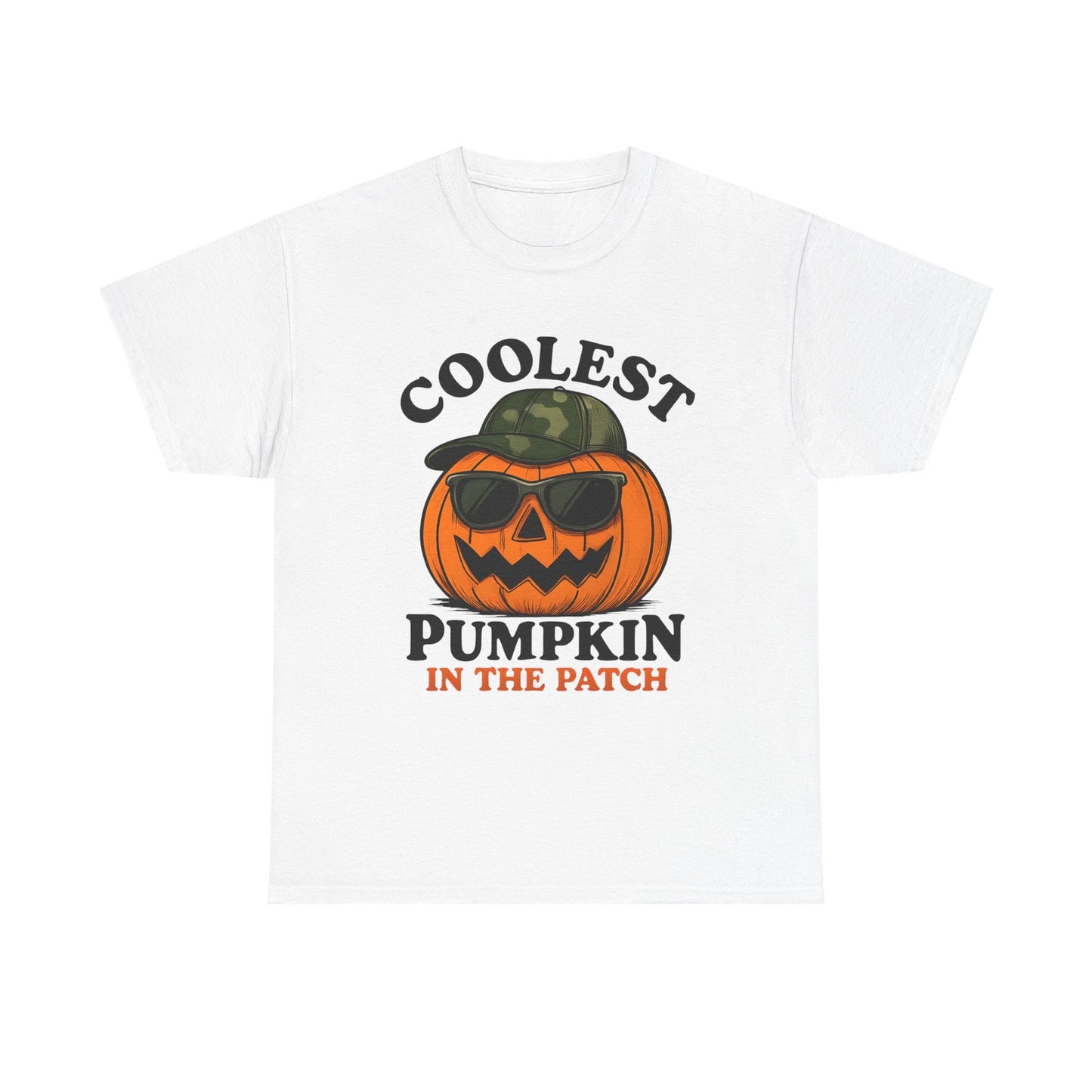 Womans T Shirt Coolest Pumpkin in the Patch Shirt Funny Fall Tee with Camo Hat