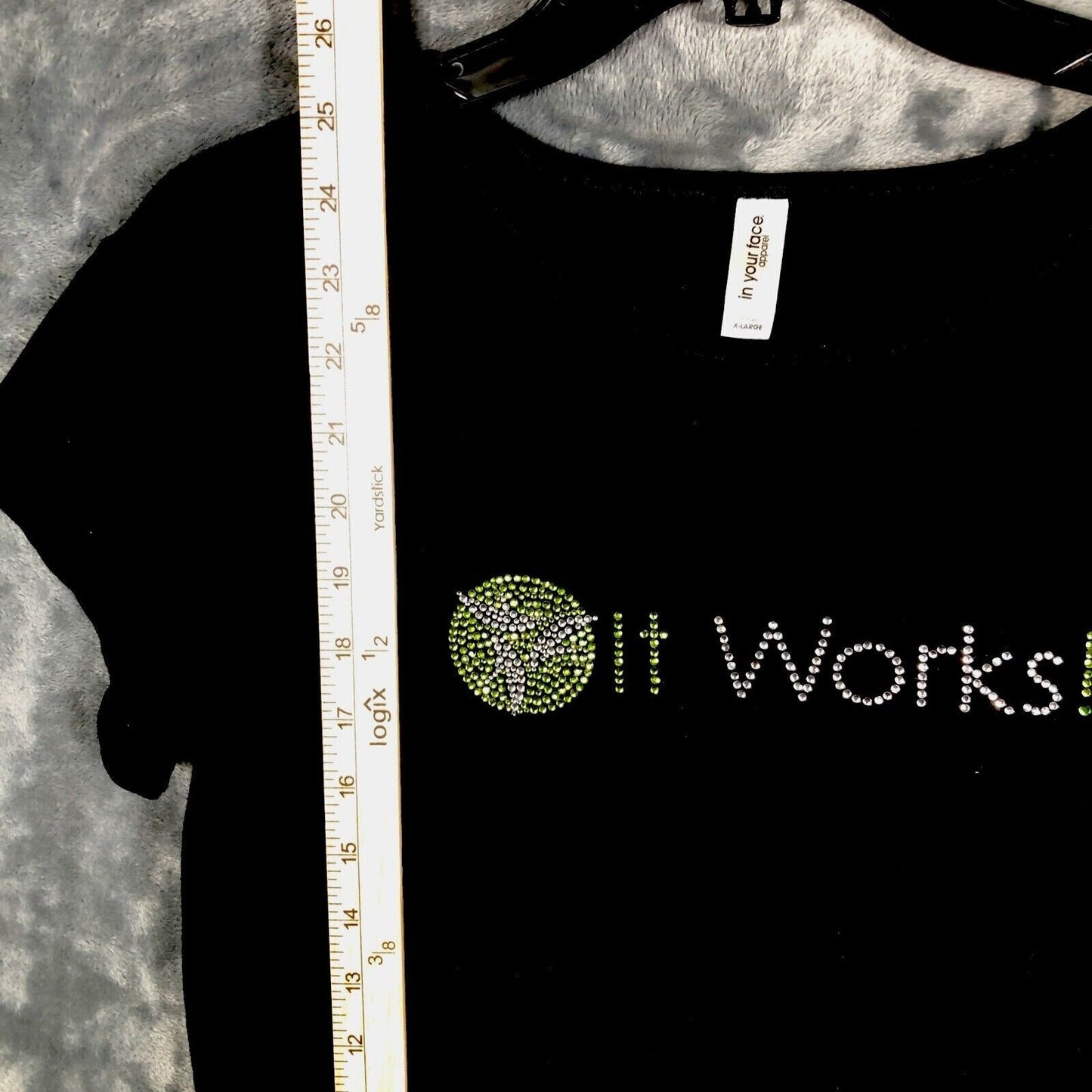 It Works Global Women’s Shirt It Works Bling Black/Green Studded T-Shirt