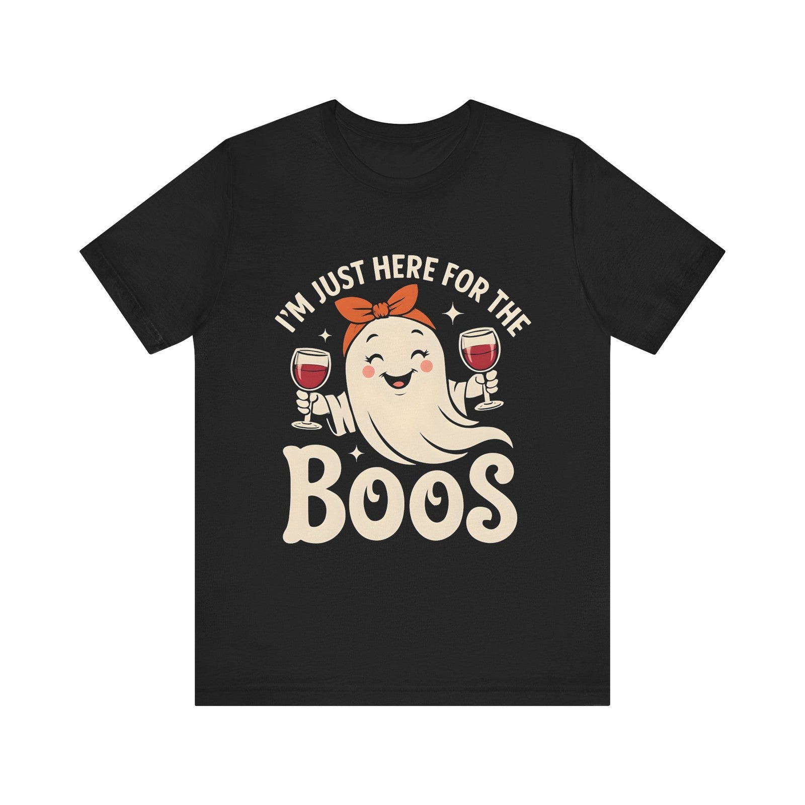 Womens Halloween T Shirt  I'm Just Here for the Boos Tee Shirt Funny Ghost Top