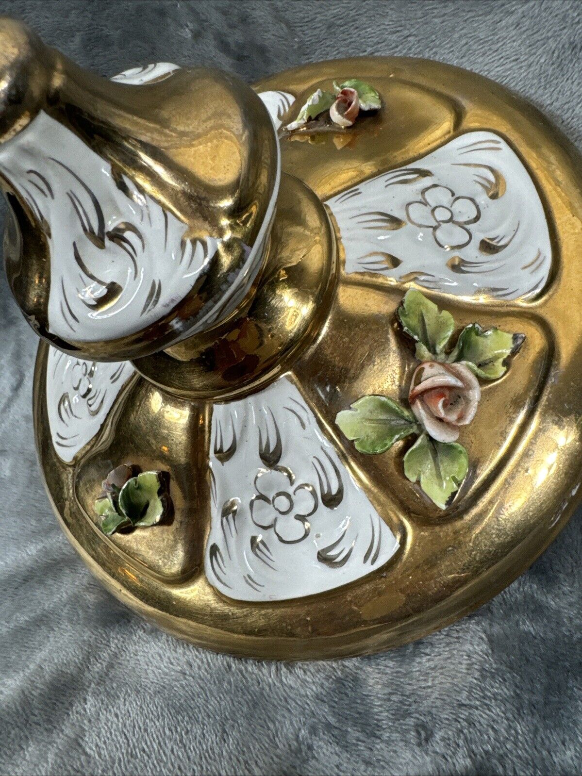 Beautiful Capodimonte Italy Large Lidded Footed Hand Painted Centerpiece Dish